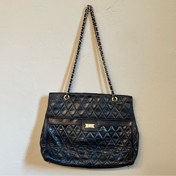 COSCI | vintage black quilted sold leather chain strap flap bag - Picture 1 of 16